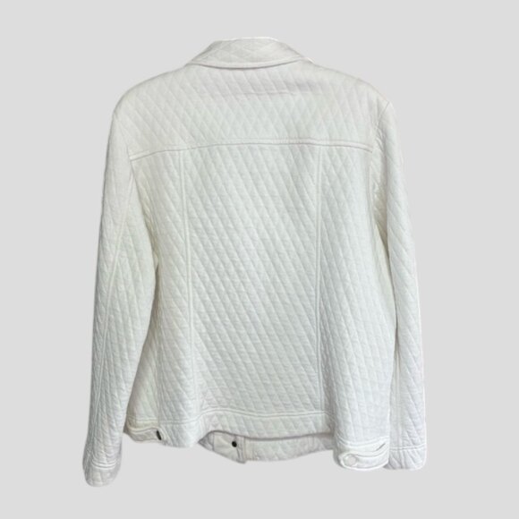 Alia White Quilted Snap Closure Jacket Size Medium - Picture 4 of 12